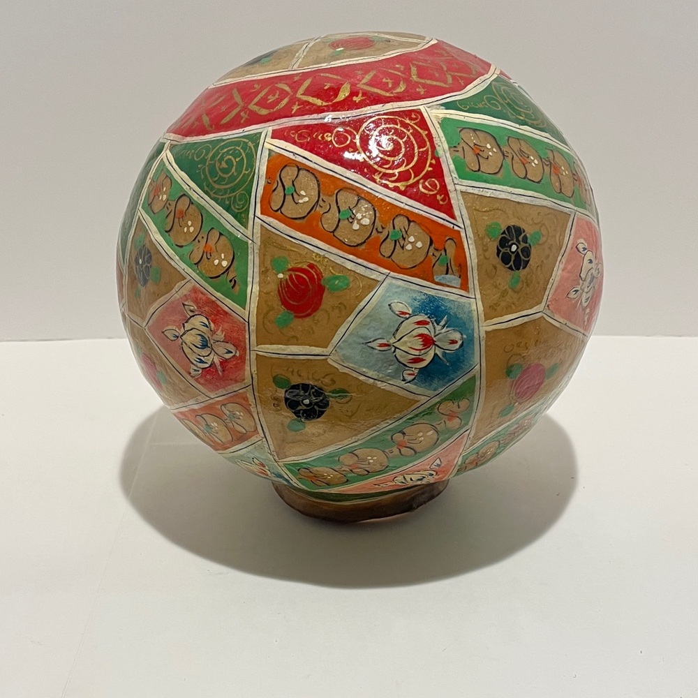 Colorful Hand Made Glazed Paper Painted Light Shade, 4” Fitter, 8” Overall
